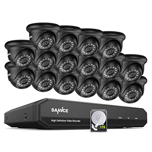SANNCE Kit de Videovigilancia 1080P DVR 16 Canales con 1TB Disco Duro de vigilancia y 16 Cámaras de Seguridad H.264 CCTV IR Leds Visión Nocturna Interior/Exterior-1TB HDD Cover