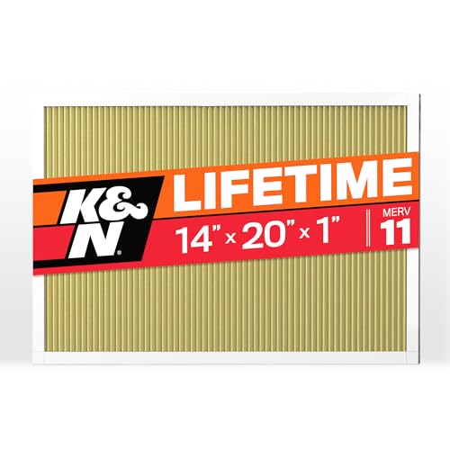 K&N 14x20x1 HVAC Furnace Air Filter, Lasts a Lifetime, Washable, Merv 11, the Last HVAC Filter You Will Ever Buy, Breathe Safely at Home or in the Office , HVC-11420, 1 Count (Pack of 1)