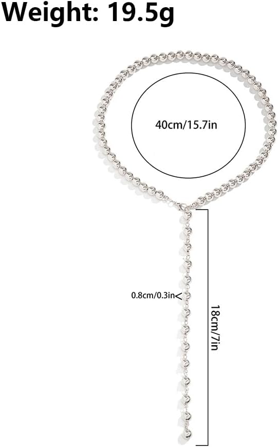 Long Pearl Beaded Lariat Necklace for Women Gold Dainty Adjustable Y Pearl Choker Necklace Bead Drop Necklace Wedding Bridal Party Jewelry Accessories - Image 3