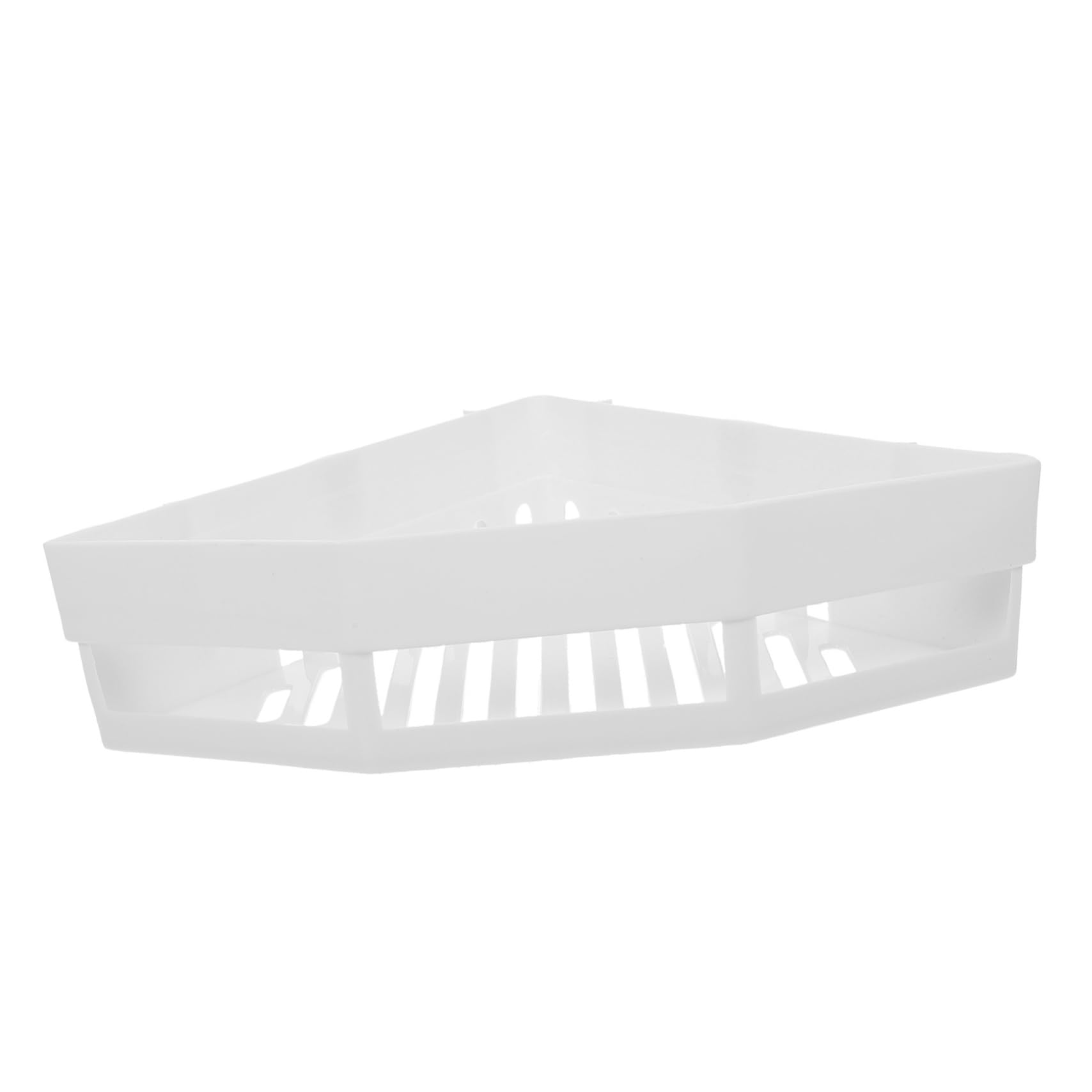 Amosfun Bathroom Storage Mount Corner Shelf Shower Basket Plastic Organizer Simple Design White for Facial Toiletries