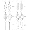 FUNEIA 6 Pairs Drop Dangle Earrings for Women Long Bar Double Twist Wave Curved Threader Cut Out Leaf Lightweight Earrings Set