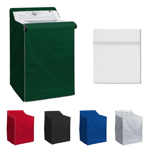 BlueStars 2PCS Washing Machine Covers with Laundry Bag: Perfect For Top-load and Front-load Washer/Dryer - Premium Outdoor Protection For Most Washer Dryer Cover - W29”x D28”x H43” (Green)