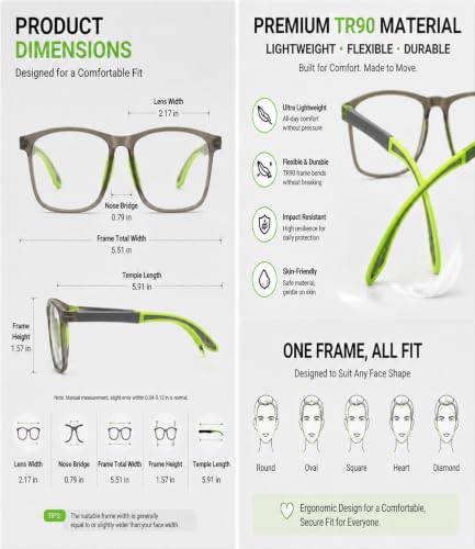 Image of TR90 Progressive Photochromic Blue Light Reading Glasses,Cheaters Readers
