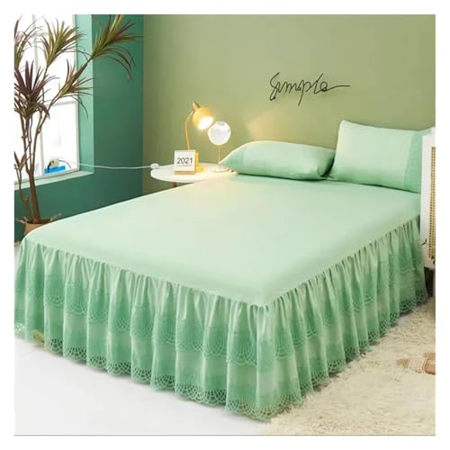 Falda de cama de encaje 180x200 colcha de princesa protector antiácaros 3 piezas 4