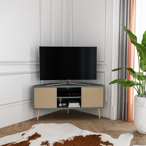 DECOROTIKA Meuble TV d’Angle Moderne 120 cm avec Rangement, Banc TV Coin Style Scandinave pour...