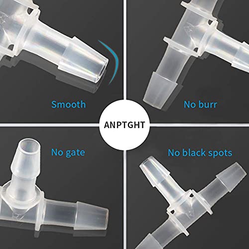 Anptght 1/8" Tee Fitting Equal Barb 3 Way Hose Barb Fitting，Splicer Joint Mender Adapter Union Fitting For Fuel Gas Liquid Air (Pack Of 5) For Fuel Gas Liquid Air (Pack Of 5) #TOP4