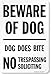 SmartSign Aluminum Sign, Legend "Beware of Dog - Dog Does Bite No Trespassing", 18" high x 12" wide, Black on White