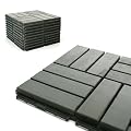 Deck Tiles - Patio Pavers - Acacia Wood Outdoor Flooring - Interlocking Patio Tiles - 12"x12" (20 Pack) - Modern Grey Finish - Checker Pattern Decking