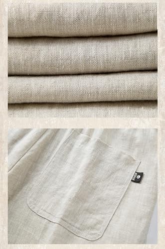 Men's Cotton Linen Pants Elastic Waist Straight-Leg Casual Loose Fit Lightweight Work Business Trousers2