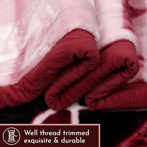Image of Signature Special Limited Edition Super Soft Double Layered Blanket - 1100 GSM Winter Luxury - Reversible, Ultra Warm & Plush - King & Single Bed (Crimson Fusion, Double)