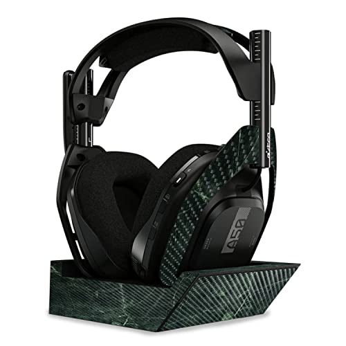Image of MightySkins Carbon Fiber Skin Compatible with Astro A50 Wireless Headphones + Base Station (Gen 4) - Green Marble | Protective, Durable Textured Carbon Fiber Finish | Easy to Apply | Made in The USA