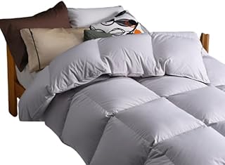 京都金桝 羽毛布団 ダブル ハンガリーホワイトダウン90％ 1.7kg DP360 冬用 本掛け 羽毛ふとん 掛け布団 軽くて暖か 日本製（パウダーグレー/無地）｜アクア掛 D P