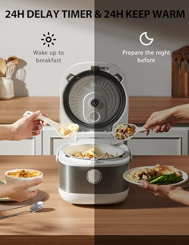 TOSHIBA Induction Heating Rice Cooker - Low Carb, Low Sugar, Digital Steamer, 5.5 Cups (Uncooked), 8 Cooking Functions, 24H Timer & Auto Keep Warm, Silvery white - Image 6