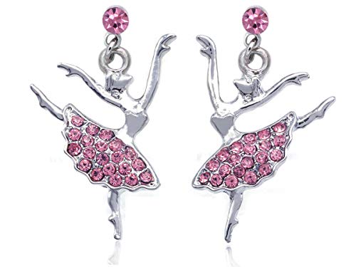 cocojewelry Ballerina Ballet Dancer Post Dangle Earrings (Pink)