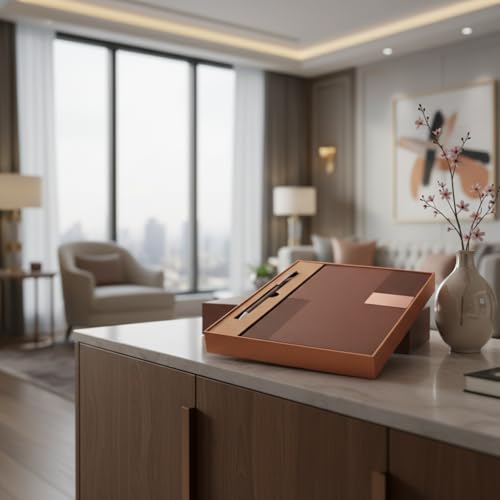 Image of Teak Wood Customized Diary With Pen - 2 in 1 Combo for Corporate Gifts Ideas, Office Diary With Name - Ideal Corporate Gifts for Employees, Premium Dirayi Pen Combo for CorporateGifts (Brown S1)