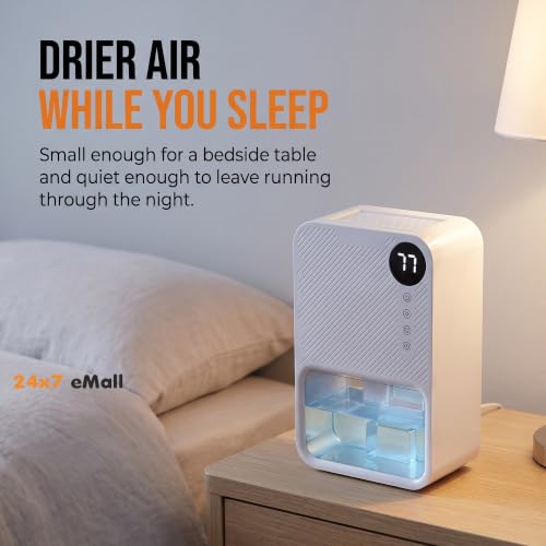 Image of 24x7 eMall Dehumidifier Electric 1100 ml Tank LCD Small Rooms Office White