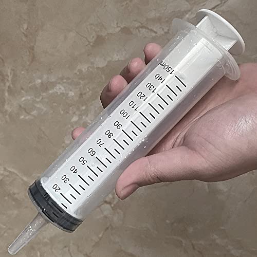 Image of 2 Pack Big Syringes (150 ML), Large Clear Plastic Garden Industrial Syringes for Scientific Labs, Measuring, Watering, Refilling, Filtration Multiple Uses