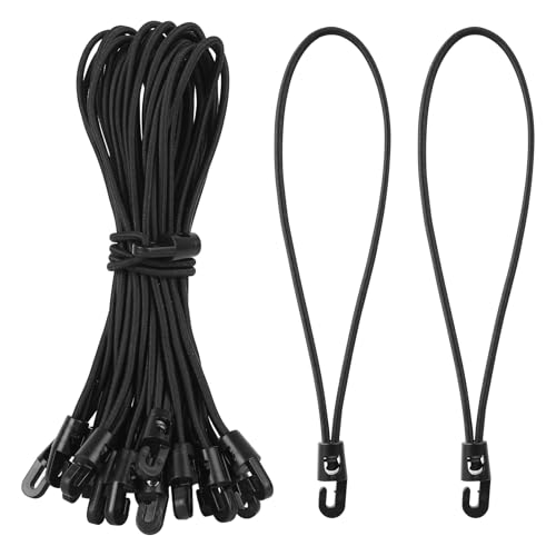 35 Pcs para Pulpos Elasticos con Gancho, 25 cm Cuerda Elastica, Cuerdas Elásticas Cortas con Ganchos, Resistentes a los Rayos UV Negro para asegurar Equipaje, Lonas, Muebles