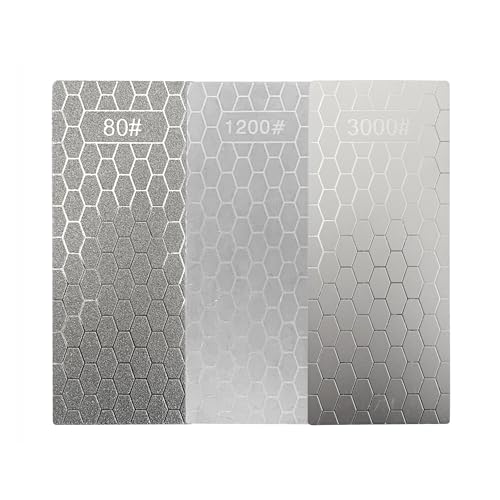 3 Pièces Pierres diamantées, 80 Grit 1200 Grit 3000 Grit de Grossier à Extra Fin Diamant D'affûtage pour Ciseaux de Cuisine Couteaux Outils D'extérieur