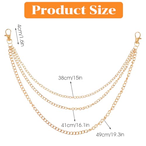 Punk Trousers Chain, Jean Pocket Chain, Waist Chains Hip Hop Belt Chains, Rock Jean Pant Chainss, Goth Accessories for Women Men(Gold)2