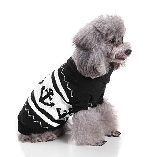 Tangpan Turtleneck Pet Dog Christmas Lapel Sweater Puppy Apparel(Sailor Meow,L)