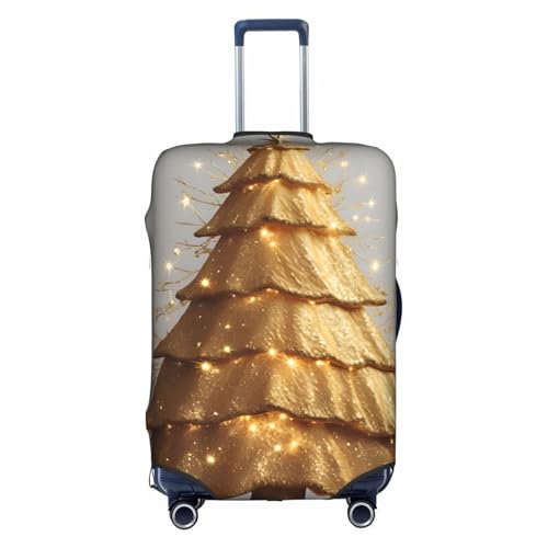 Suitcase Cover For Luggage Golden Glitter Christmas Tree Printed Elastic Travel Luggage Covers Protector Fits 18-32 Inch Suitcase