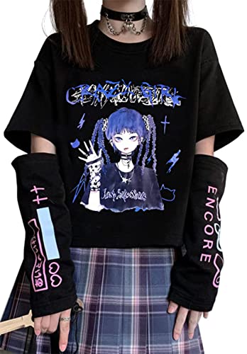 Sweat à Capuche Femme Anime Manga Sweat à Capuche Fille Japonais Kawaii Vetement E-Girl Y2K Gothique Sweatshirt Harajuku Pull Fille Cover