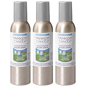 Yankee Candle Concentrated Air Freshener Room Spray, Odor Eliminator for Home, Bathroom, Clean Cotton, 1.5 Oz (Pack of 3)