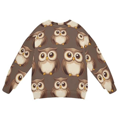 JUNZAN Cute Cartoon Owls Brown Little Girls Hoodie Sweatshirt Crewneck Kids Pullover Hoodie Athletic 4T2