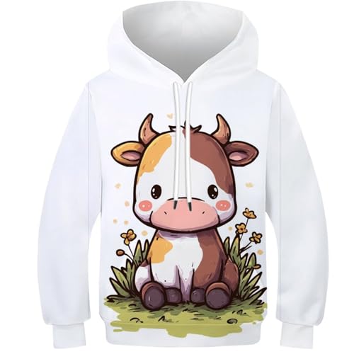 Sweat-shirt 3D vache pour enfants pull à capuche garçon fille 10-12 ans