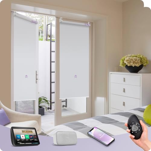 Graywind nach Maß Elektrische Rollo Klemmfix ohne Bohren, Wasserdicht Motorisiert Verdunklungsrollo, Wiederaufladbarer Smart Fensterrollo mit Fernbedienung, Kompatibel mit Alexa Google, Weiß