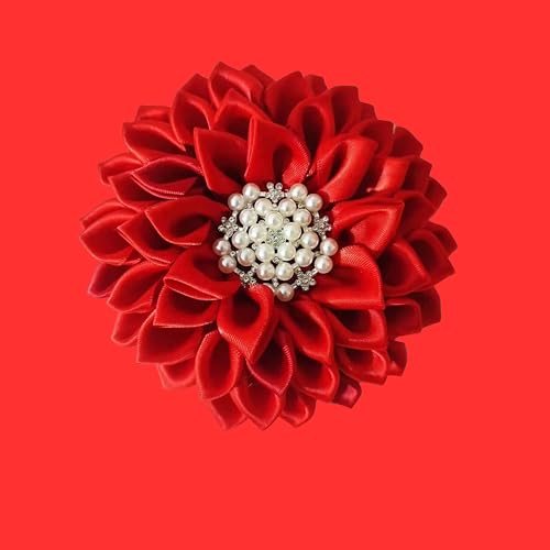 Image of Red 4.5 inch Sorority Paraphernalia Flower Brooch Pin for Women, Greek Organization, Delta Sigma Theta Sorority Inspired for D9 Events, Conferences, Luncheons, J13, National Sorority of Phi Delta Kappa (NSPDK) lapel pin