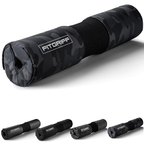 Fitgriff® Cuscino Bilanciere Hip Thrust con Velcro, Cuscinetto Barra per Squat, Hip Trust, Barbell Pad Palestra, Protezione Collo & Spalle (Camo-Black)