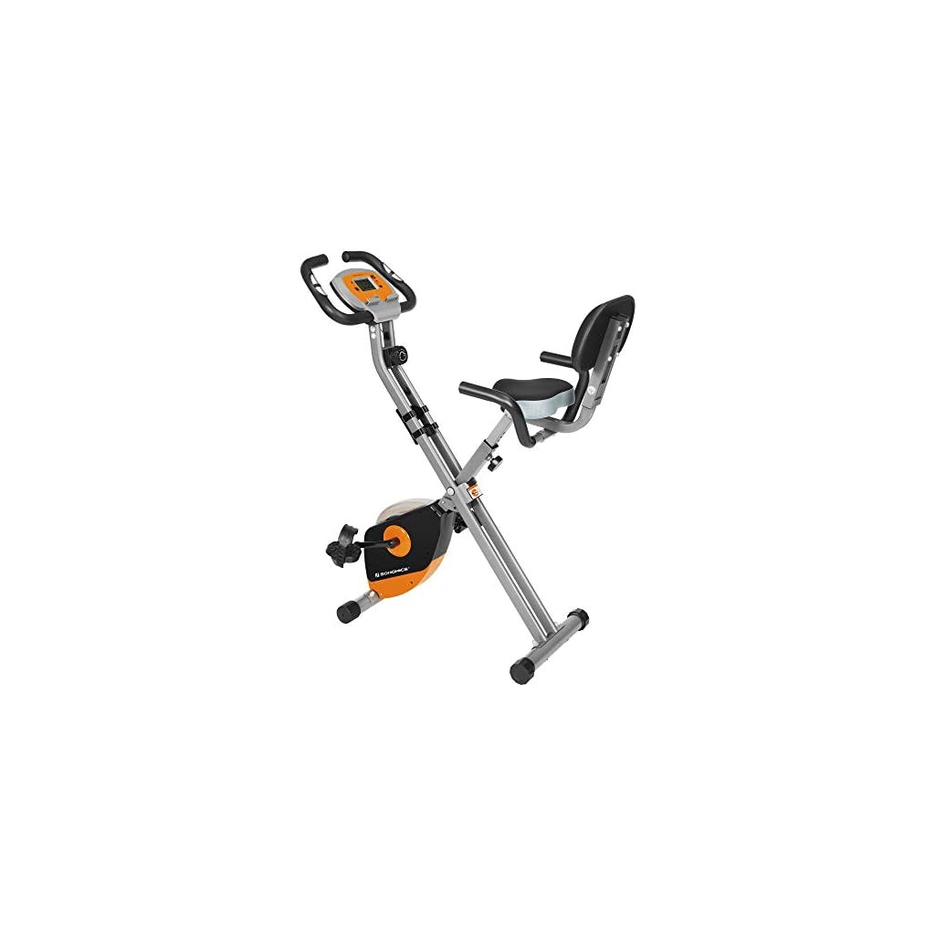SONGMICS Hometrainer, indoor fietsen, fitness en oefeningen thuis, zaal, opvouwbaar, met rugleuning, 8 weerstanden, sensor, belasting 100 kg