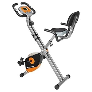 SONGMICS Hometrainer, indoor fietsen, fitness en oefeningen thuis, zaal, opvouwbaar, met rugleuning, 8 weerstanden, sensor, belasting 100 kg