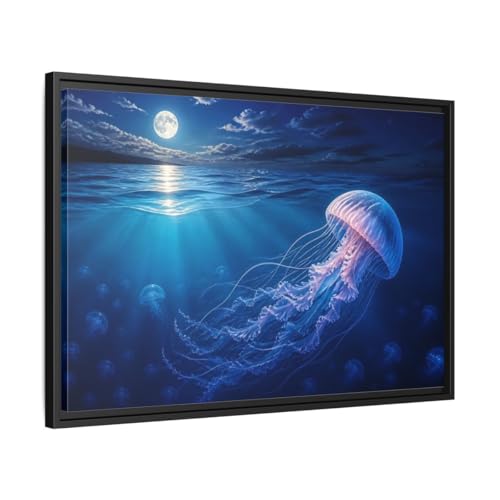 Cadre méduse bleue haut de gamme, impression sur toile réaliste