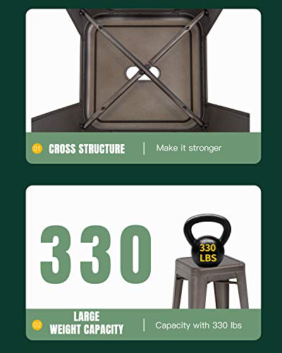 Fdw Metal Bar Stools Set Of 4 Counter Height Barstool Stackable Barstools 24 Inch 30 Inch Indoor Outdoor Patio Bar Stool Home Kitchen Dining Stool Backless Bar Chair (30", Gun) #TOP4