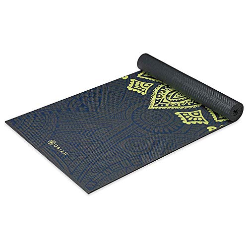Gaiam Tapete de ioga com estampa premium extra grossa antiderrapante para exercícios e fitness para todos os tipos de yoga, pilates e exercícios no chão, camadas de relógio de sol, 6 mm