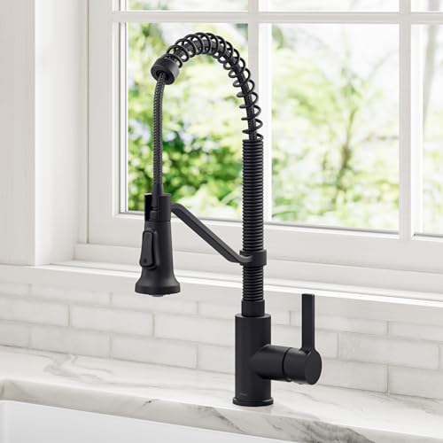 Image of KRAUS Britt Commercial Style 2-Function Single Handle Pull Down Kitchen Faucet in Matte Black, KPF-1693MB