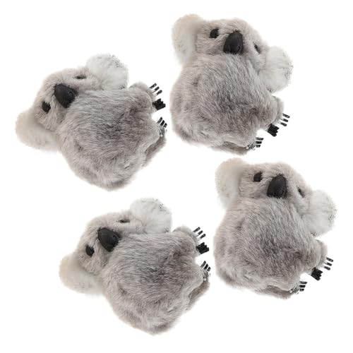 VILLFUL 4個 かわいいコアラぬいぐるみヘアクリップ 小さめサイド前髪用柔らかいラム素材 女の子と女性向け対応ヘアアクセサリー