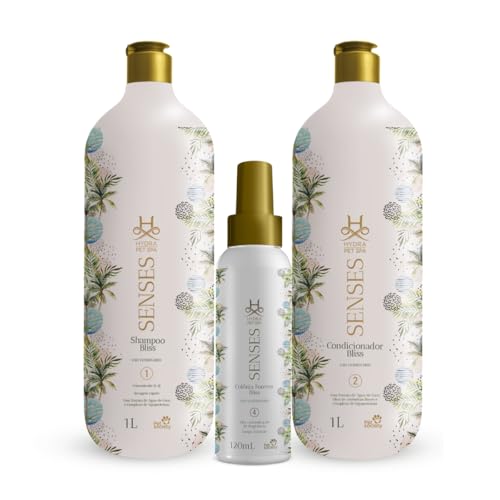 Kit Hydra Pet Spa Senses Bliss, Shampoo Concentrado1:4 litro, Condicionador 1L, Colônia 120ml, para