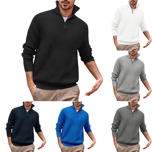 Mens Quarter Zip Pullover Sweater Turtleneck Casual Knit Long Sleeve Sweaters for Men Fashion Fall Winter4