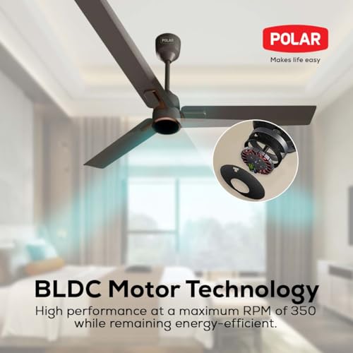 Image of POLAR EFISLIM High-Speed Ceiling Fan - Baker Brown | With Power BLDC Motor, Slim-Design and Remote Control For Speed Regulation | High Air Delivery Ceiling Fan For Home, Bedroom & Living Room