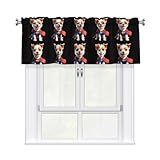 BROLEO Kurze Gardinen mit Volant-Stange, 137,2 x 45,7 cm, Motiv: Welpe, Superman, für Küche, Badezimmer, Waschküche, Studio, Heimdekoration