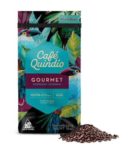 Image of Cafe Quindio Medium-Dark Roast 100% Colombian Excelso Whole Bean Arabica Coffee - Gourmet Espresso Intense - 12 Ounce (Pack of 1)