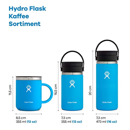 Hydro Flask 12 oz Travel Coffee Mug - Stainless Steel & Vacuum Insulated - Press-In Lid - Pacific