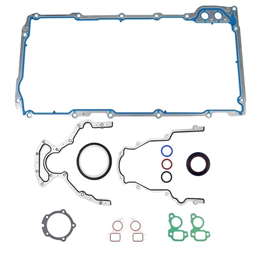 Image of LS Oil Pan Gasket & Front Timing Cover Gasket & Rear Main Seal Gasket - OS30693R TCS45993 BS40640 - Lower Gasket Set CS5975A CS9284 for GM V8 Engine 4.8L 5.3L 5.7L 6.0L 6.2L Chevrolet GMC Cadillac