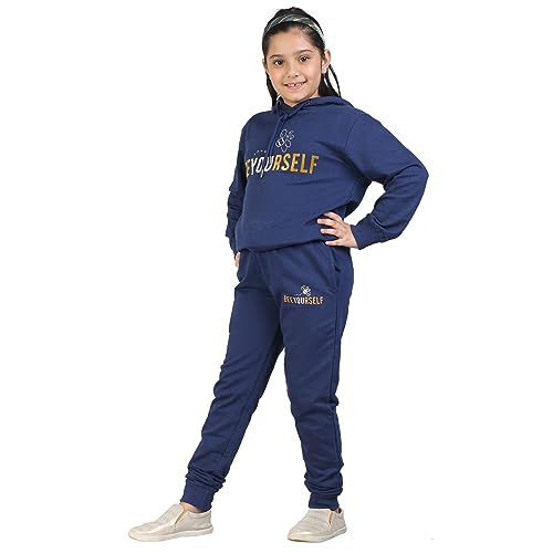 Image of LABEL MY Girls Cotton Loop Knit Full-Sleeve Printed Hoodie Sweatshirt & Joggers Tracksuit | Comfortable and Stylish Coord Set for Kids & Teens| 5-16 Years