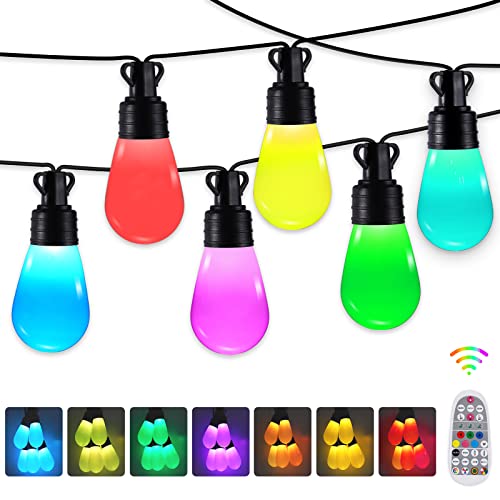 Smart Outdoor String Lights With 30 Dimmable Rgb Led Bulbs, 74Ft Color Changing Light Waterproof S14 Shatterproof Patio Lights With App Control & Remote For Porch Backyard Cafe Gazebo Lighting Decor #TOP6