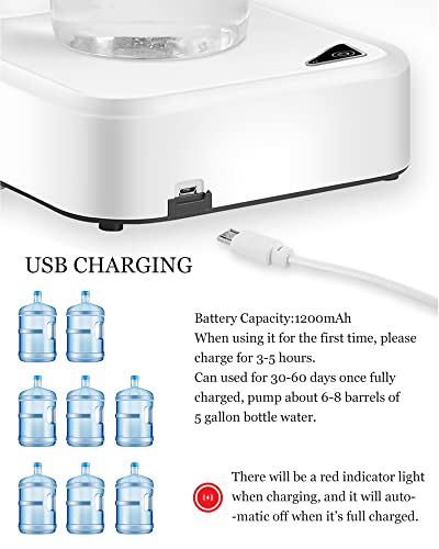 Water Dispenser Countertop 2In1 Portable Electric Water Bottle Dispenser Pump For 5 Gallon & Universal Bottles Usb Rechargeable Table Water Dispenser For Home Office (Water Dispenser) #TOP2